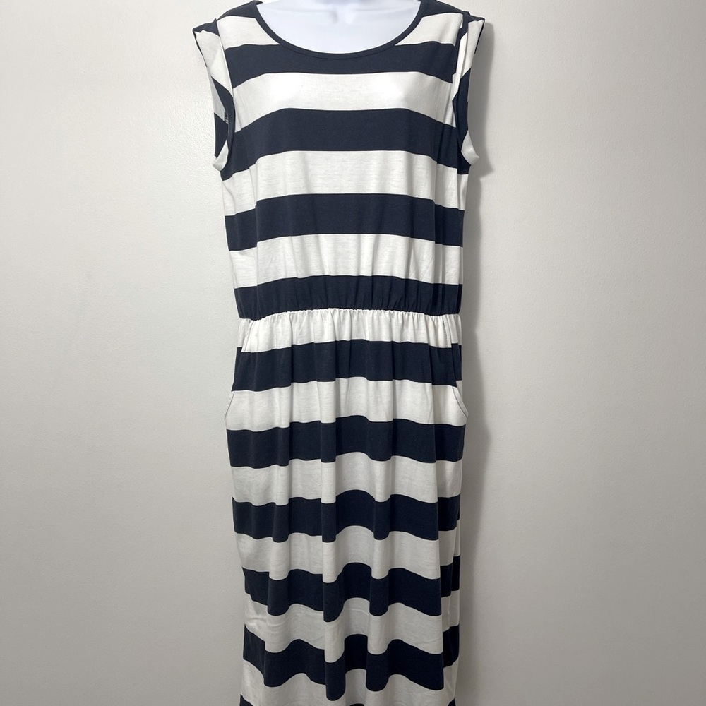 Boden navy & white stripped sundress.
